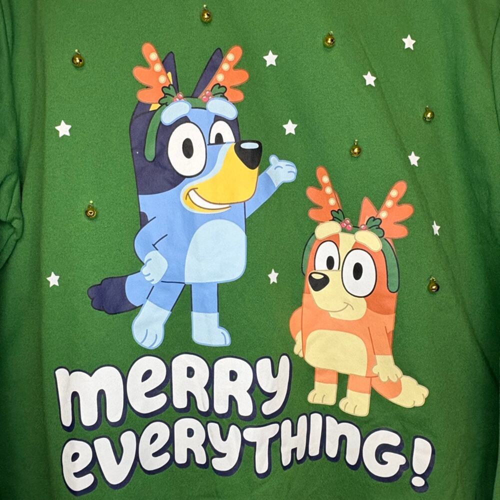 NWT Bluey Jingle Bell Christmas Holiday Sweatshirt Ugly Sweater Party Mens Sz XL - Picture 2 of 6